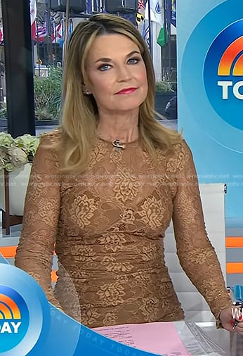 Savannah’s beige floral lace dress on Today