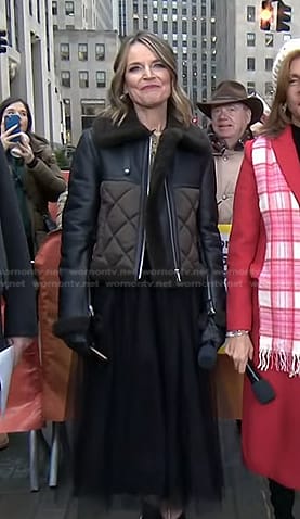 Savannah’s black and green quilted leather jacket and ankle boots on Today