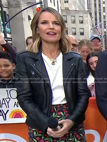 Savannah’s black leather moto jacket on Today