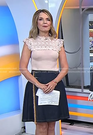 Savannah’s frayed denim skirt on Today