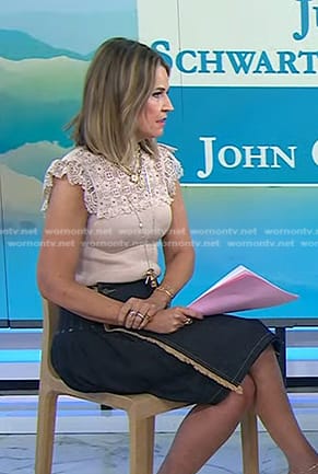 Savannah’s frayed denim skirt on Today
