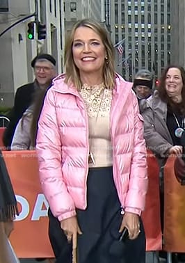 Savannah’s pink down jacket on Today