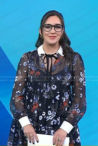 Savannah’s black floral tie neck dress on Today