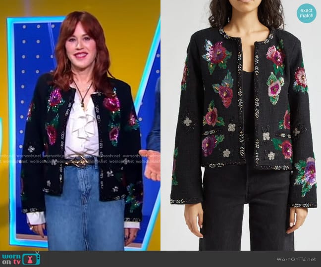 Sea Bethany Floral Embellished Tweed Jacket worn by Molly Ringwald on Good Morning America