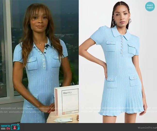 Self Portrait Sequined Ribbed-Knit Minidress worn by Zuri Hall on Access Hollywood