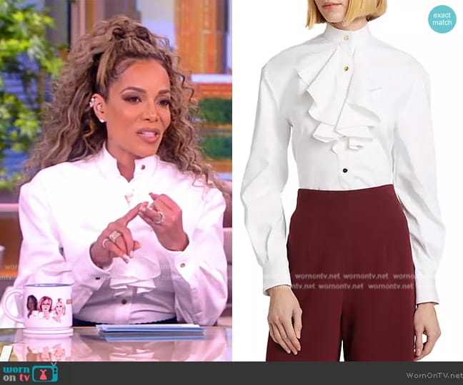 Sergio Hudson Cotton Ruffled Blouse worn by Sunny Hostin on The View