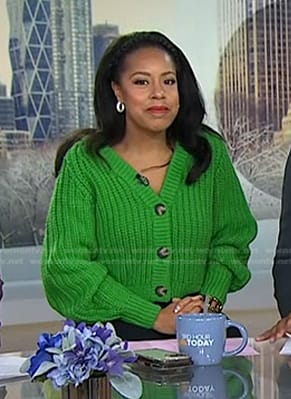 Sheinelle’s green ribbed cardigan on Today