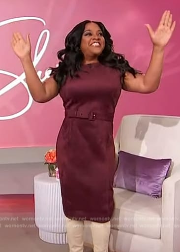 Sherri’s burgundy suede belted dress on Sherri