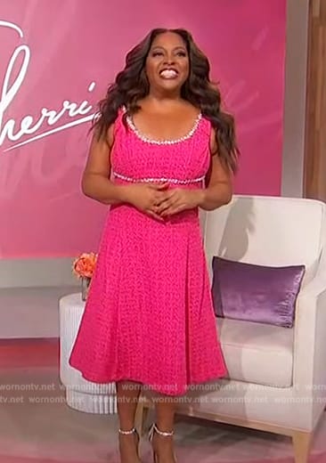 Sherri’s pink tweed crystal trim dress on Sherri