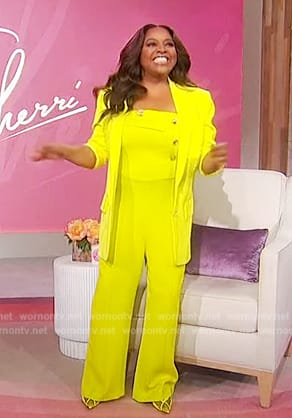 Sherri’s yellow button detail jumpsuit on Sherri