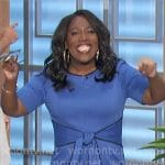 Sheryl’s blue tie waist dress on The Talk