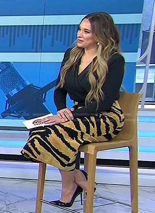 Ashley Flowers’s tiger print skirt on Today