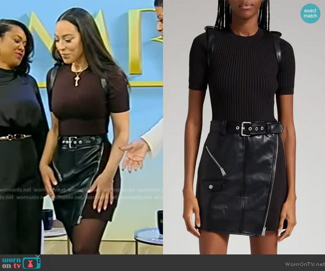 Simkhai Anisa Belted Knit Combo Mini Dress worn by Angela Rye on Tamron Hall Show