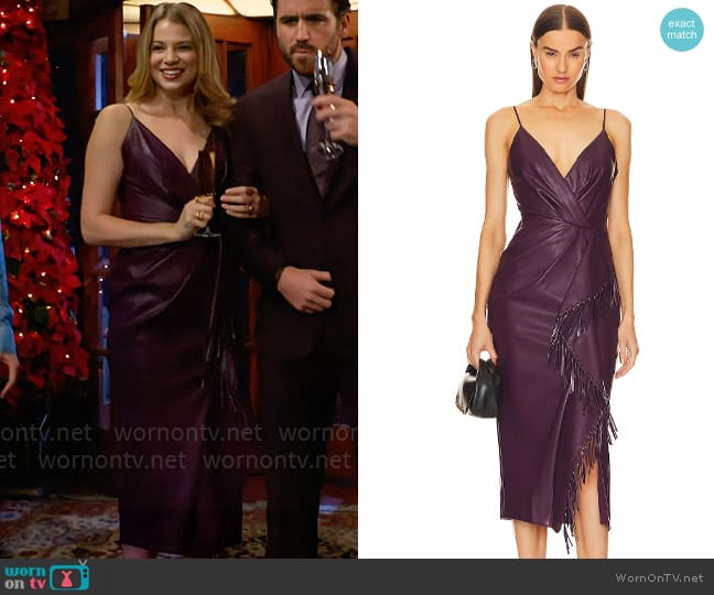Simkhai Carlee Dress in Plum worn by Summer Newman (Allison Lanier) on The Young and the Restless