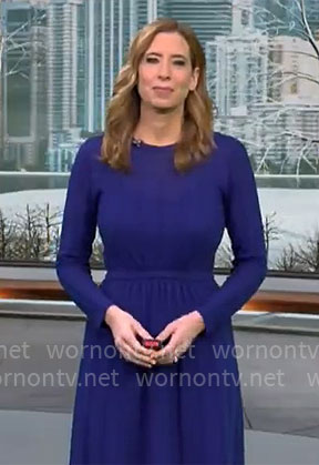 Stephanie Abrams’ blue knit midi dress on CBS Mornings
