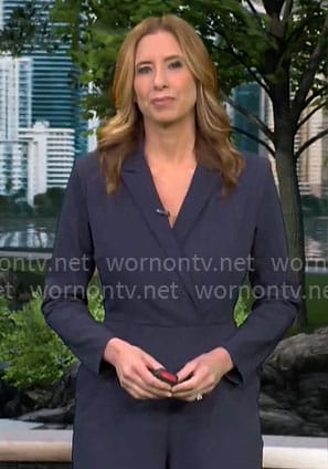 Stephanie Abrams’ navy jumpsuit on CBS Mornings