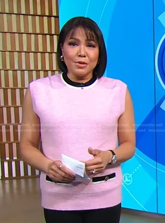 Stephanie’s pink knit vest on Good Morning America