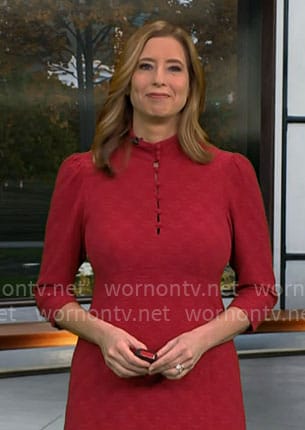 Stephanie Abrams’ pink buttoned up dress on CBS Mornings