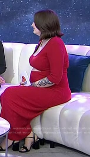 Stephanie Campos’s red ribbed cutout dress on Today