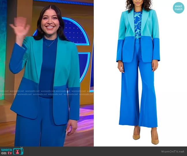 Tahari ASL Colorblocked Boyfriend Blazer worn by Alaqua Cox on Good Morning America