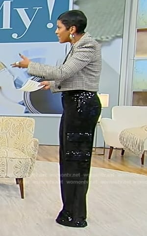 Tamron’s black sequin pants on Tamron Hall Show