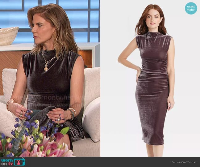 A New Day Velour Side Ruched Drapery Bodycon Dress worn by Natalie Morales on The Talk
