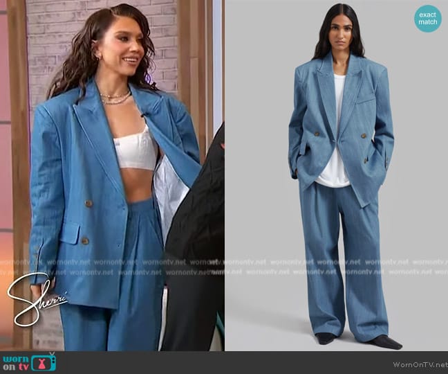 The Frankie Shop Jan Denim Blazer worn by Jenna Johnson on Sherri