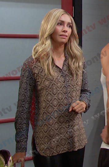 Theresa’s grey floral print shirt on Days of our Lives