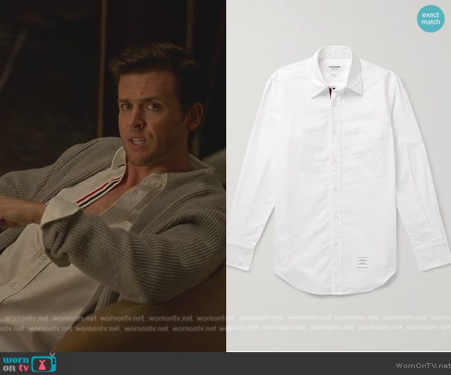 Thom Browne Slim-Fit Button-Down Collar Logo-Appliquéd Cotton Oxford Shirt worn by (Jack Cutmore-Scott) on Death and Other Details