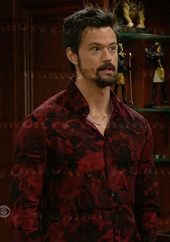 Thomas’ red rose print shirt on The Bold and the Beautiful