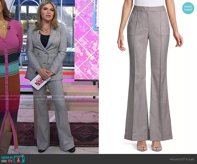 Toccin Adelaide Flared Houndstooth Trousers worn by Jenna Bush Hager on Today