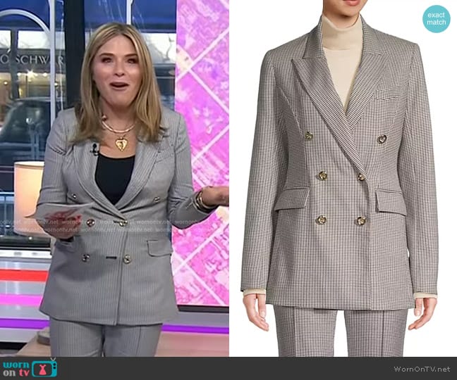 Toccin Mia Double-Breasted Houndstooth Blazer worn by Jenna Bush Hager on Today