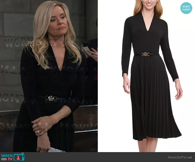 Tommy Hilfiger Belted Pleated Fit & Flare Dress worn by Felicia Scorpio (Kristina Wagner) on General Hospital
