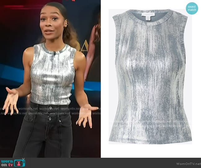 Topshop Metallic Tank worn by Zuri Hall on Access Hollywood