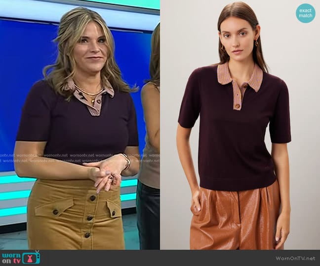 Tory Burch Crochet Knit Polo worn by Jenna Bush Hager on Today