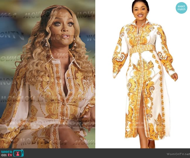 Toshikii Ankara Print Maxi Dress worn by  on The Real Housewives Ultimate Girls Trip