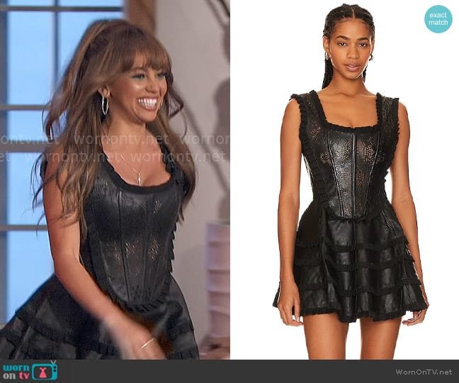 Understated Leather Roxanne Dress worn by Vanessa Morgan on The Talk