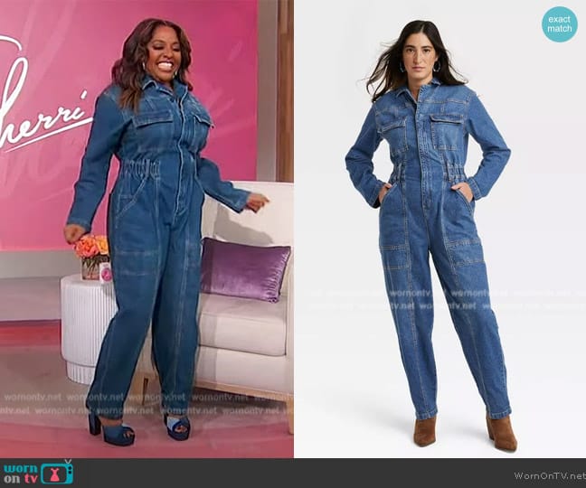 Universal Thread Long Sleeve Denim Jumpsuit worn by Sherri Shepherd on Sherri