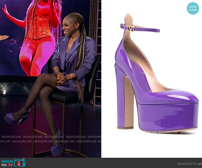 Valentino Tan-Go 155mm platform pumps worn by Candiace Bassett on E! News