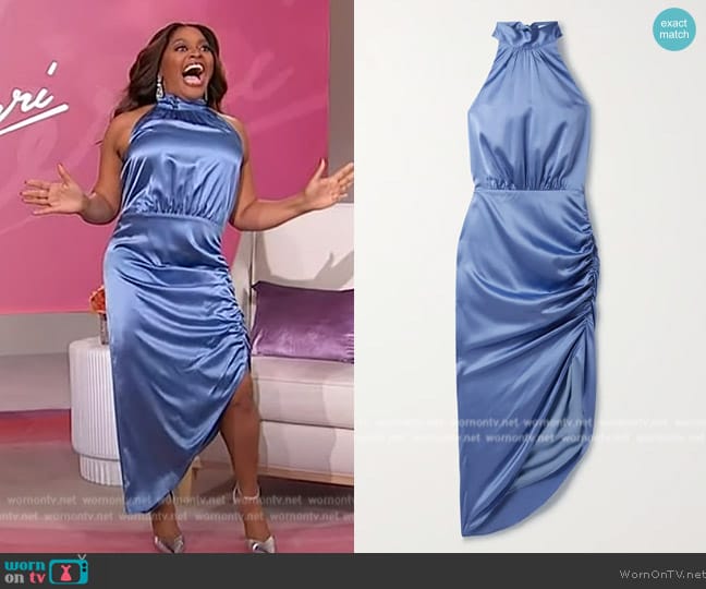 Veronica Beard Gabriella Ruched Silk Blend Dress worn by Sherri Shepherd on Sherri