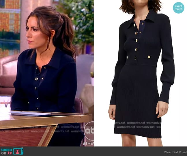 Veronica Beard Lauper Variegated Rib Long Sleeve Knit Dress worn by Alyssa Farah Griffin on The View