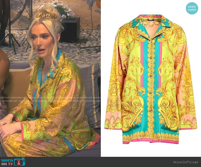 Versace Patterned Shirts worn by Erika Jayne on The Real Housewives of Beverly Hills