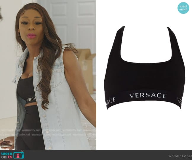 Versace Logo Band Sports Bra worn by Nneka Ihim on The Real Housewives of Potomac