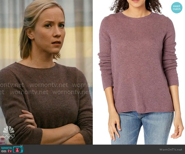 Vince Trimless Sweater in Heather Vervain worn by Hannah Asher (Jessy Schram) on Chicago Med