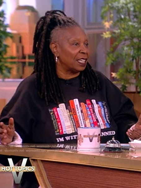 Whoopi’s banned books print sweatshirt on The View