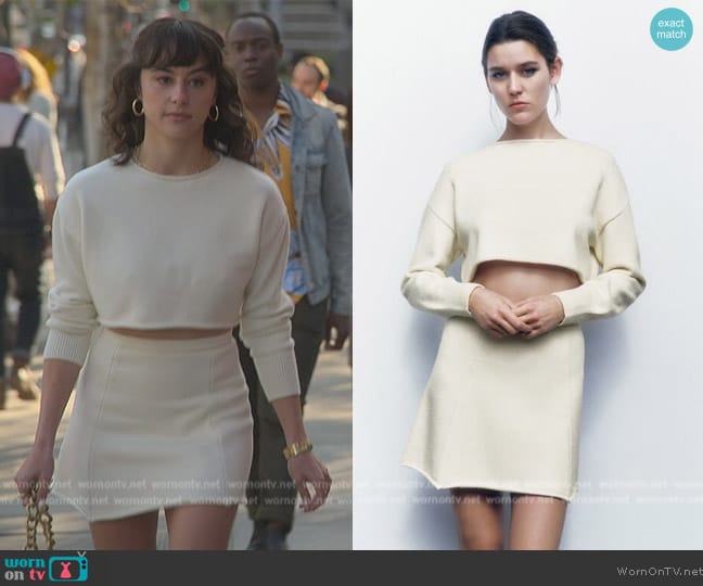 Zara Cropped Knit Sweater and Mini Skirt worn by (Carina Conti) on Good Trouble