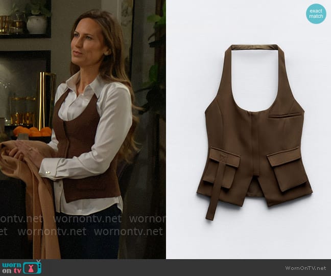 Zara Pocket Halter Top worn by Heather Stevens (Vail Bloom) on The Young and the Restless