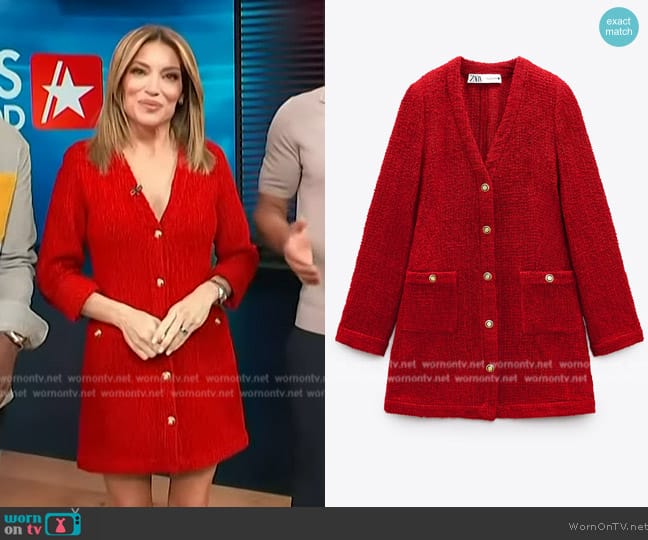 Zara Textured Weave Dress worn by Kit Hoover on Access Hollywood