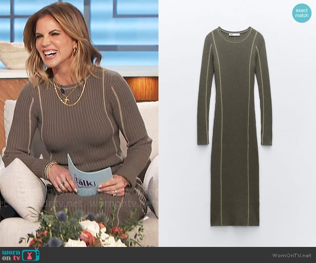 Zara Piped Knit Midi Dress worn by Natalie Morales on The Talk