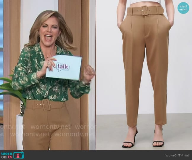 Zara Trousers with Lined Belt worn by Natalie Morales on The Talk